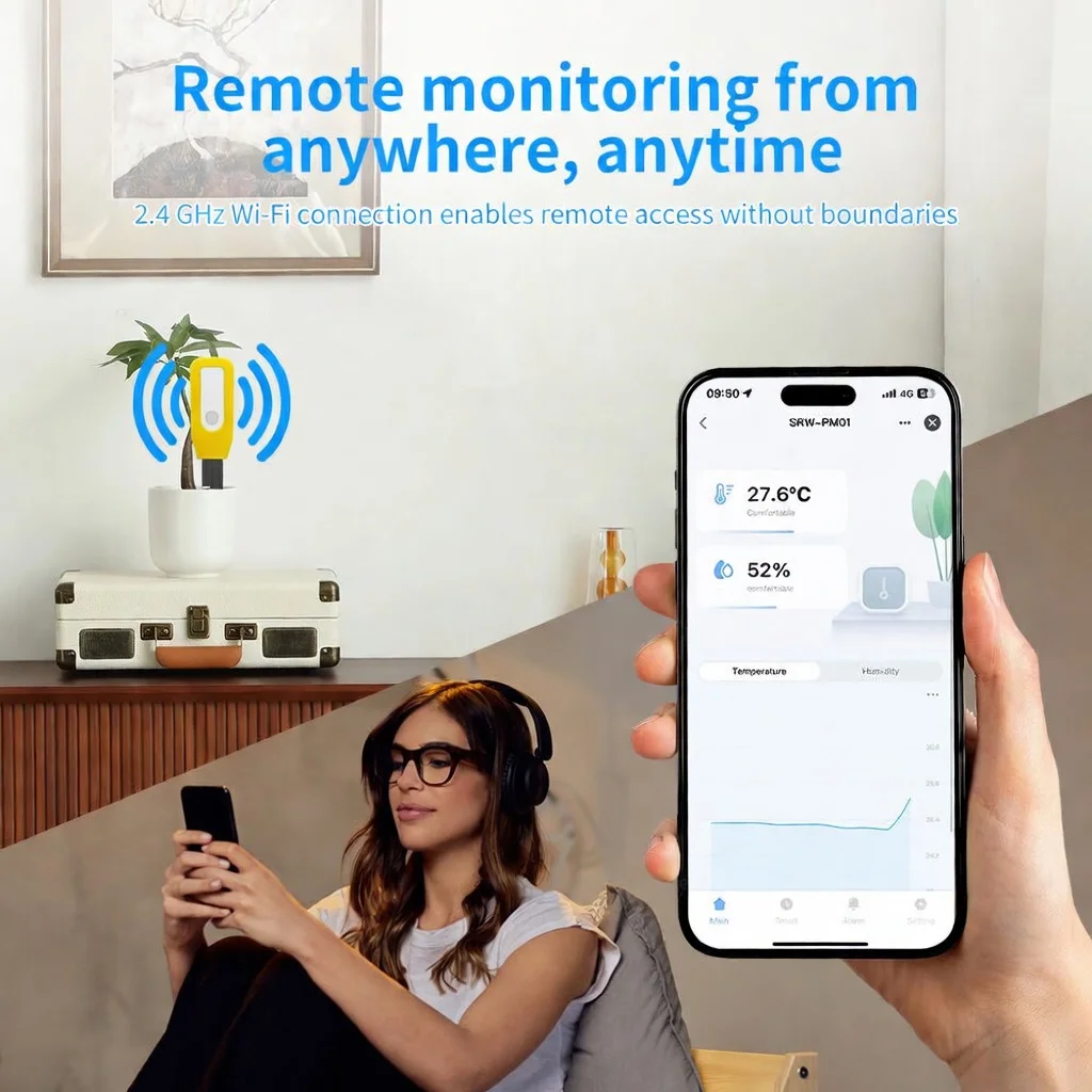 Tuya Smart WiFi Soil Monitor Smart Life Temperature & Humidity Sensor Real-time Monitoring Low Battery Alert With Alexa