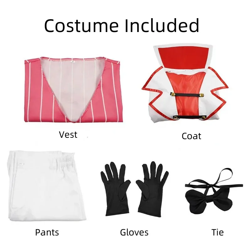 Hazbin Lucifer Cosplay Morning Star Costume Wigs Men Uniform Suit Jacket Vest Pants Wig Halloween Birthday Party Men Costume