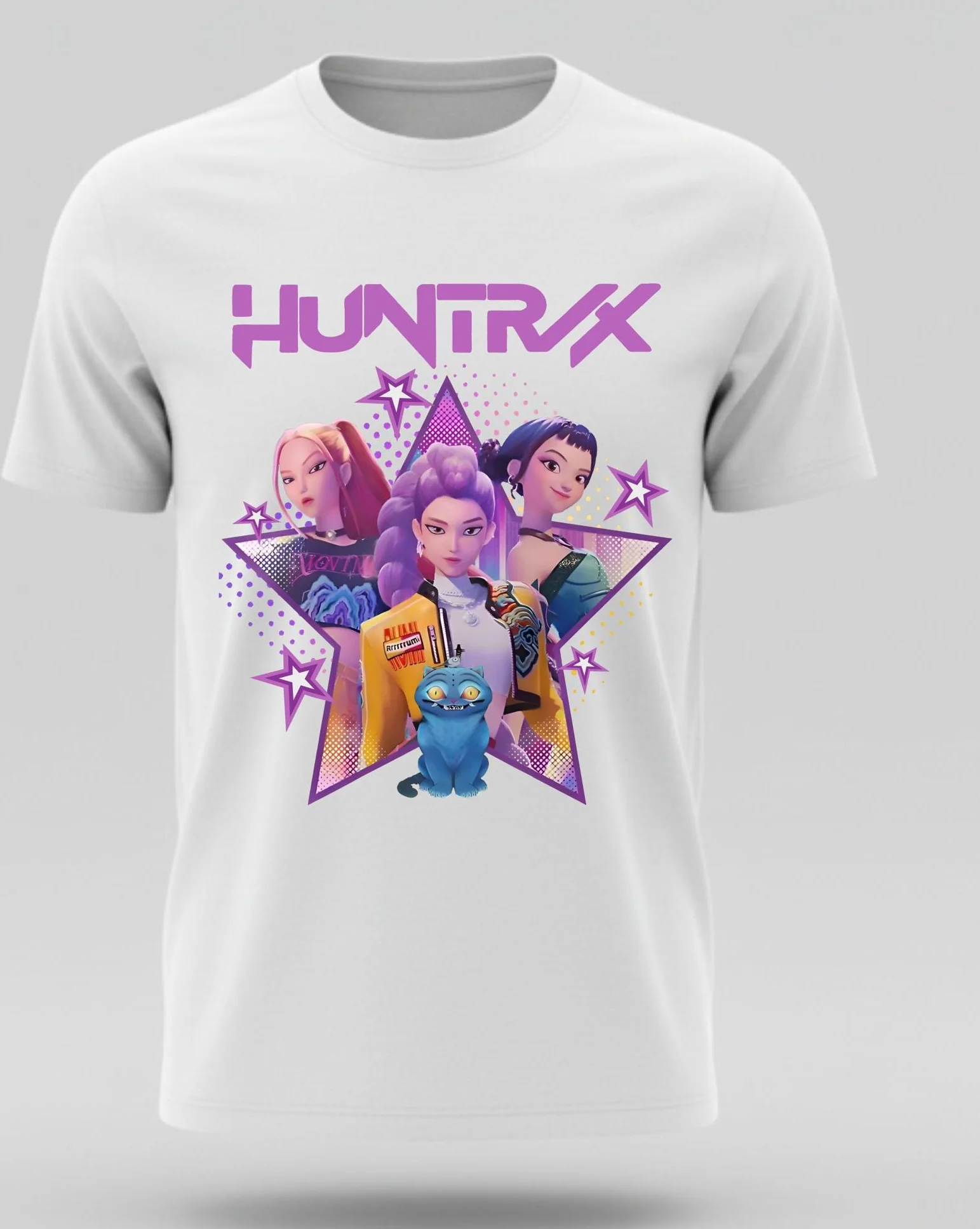 الكبار والأطفال K POP شيطان هنتر أنيمي طباعة تي شيرت القطن قصير الأكمام فضفاضة تنفس عارضة أعلى للصيف والخريف