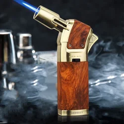 HONEST New Fashion Wood Grain Gas Lighter Windproof Blue Flame High Temperature Cigar Airbrush Small Figure Big Fire Cigar Drill