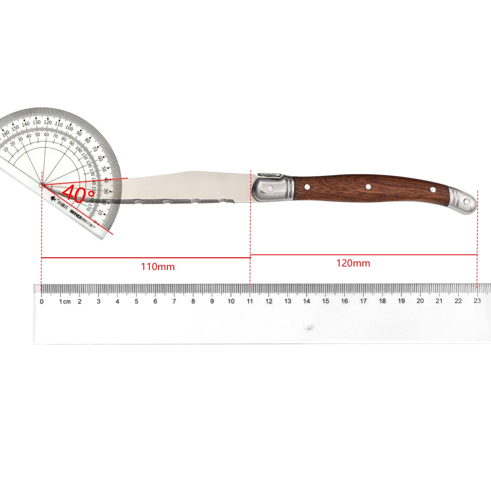 Jaswehome 6pcs Stainless Steel Steak Knife Set Dinner Tableware Set Rosewood Handle Cutlery Laguiole Knife Serrated Meat Knife