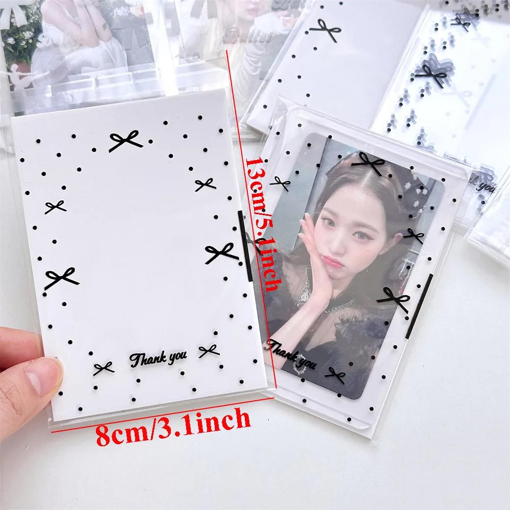 50pcs Idol Card Sleeves INS Ballet Bow Holder For Photo Postcards Top Load Films Photocard Game Cards Protector Card Cover Bag