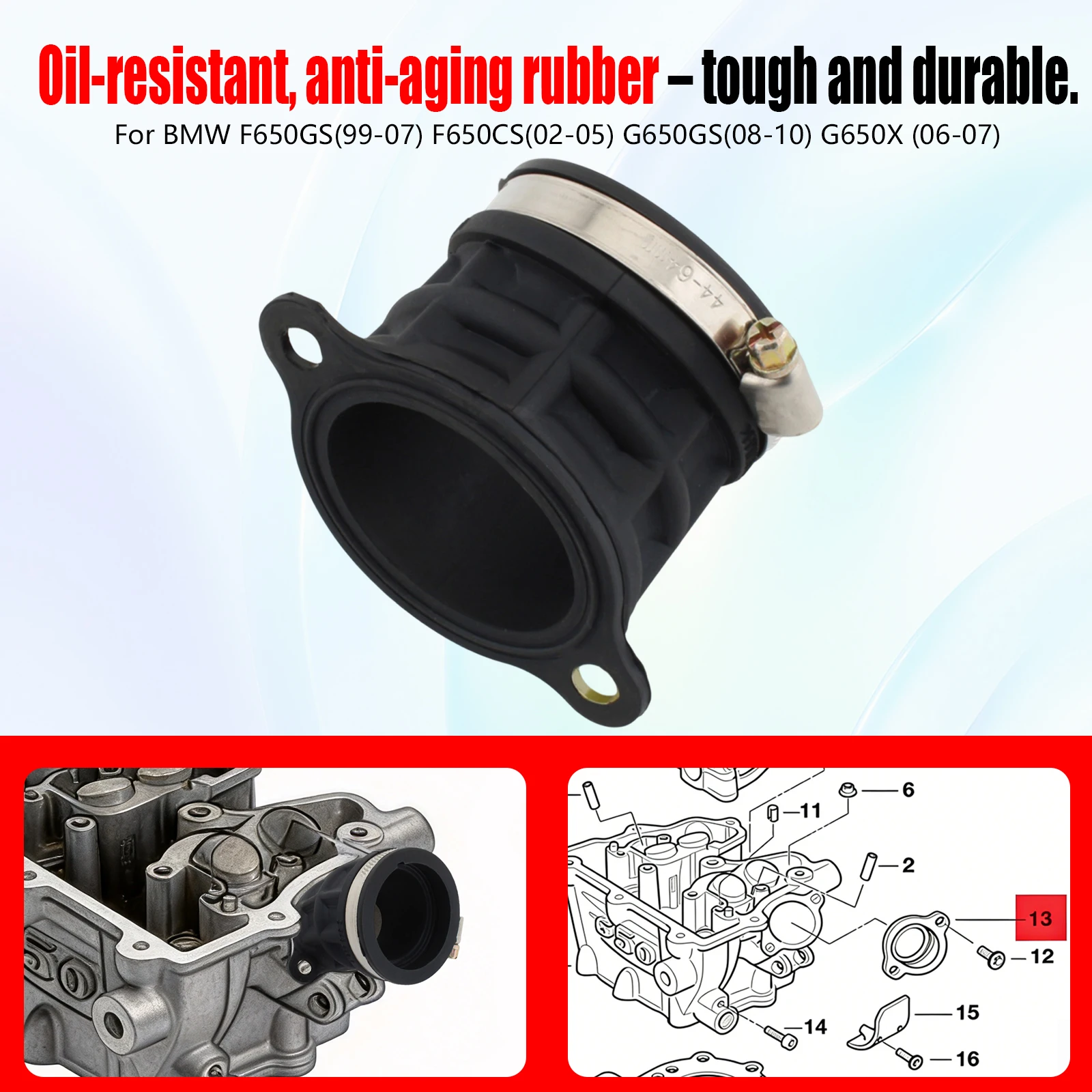 For BMW F650GS Dakar F650CS G650GS G650X 2006-2007 2007 2008  Motorcycle Carburetor Intake Manifold Boot Dust Cover 11612345228