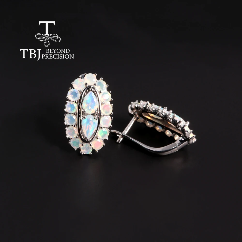 Shinning Opal silver earrings with 3.5ct natural gemstones quality jewelry for women mom birthday party gift image 4