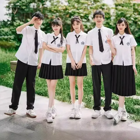 Men Women JK Uniform Thai Style School Uniforms Short Sleeve  Shirts Preppy Style Pleated Skirt With Bow Tie Top+Skirts Cosplay