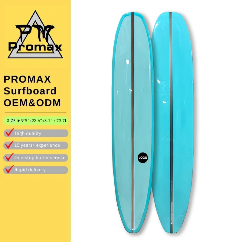 9'5 Longboard Customizable PU Surfboards with Resin Tint, Superior Quality Nose Rider Long Boards for Branding