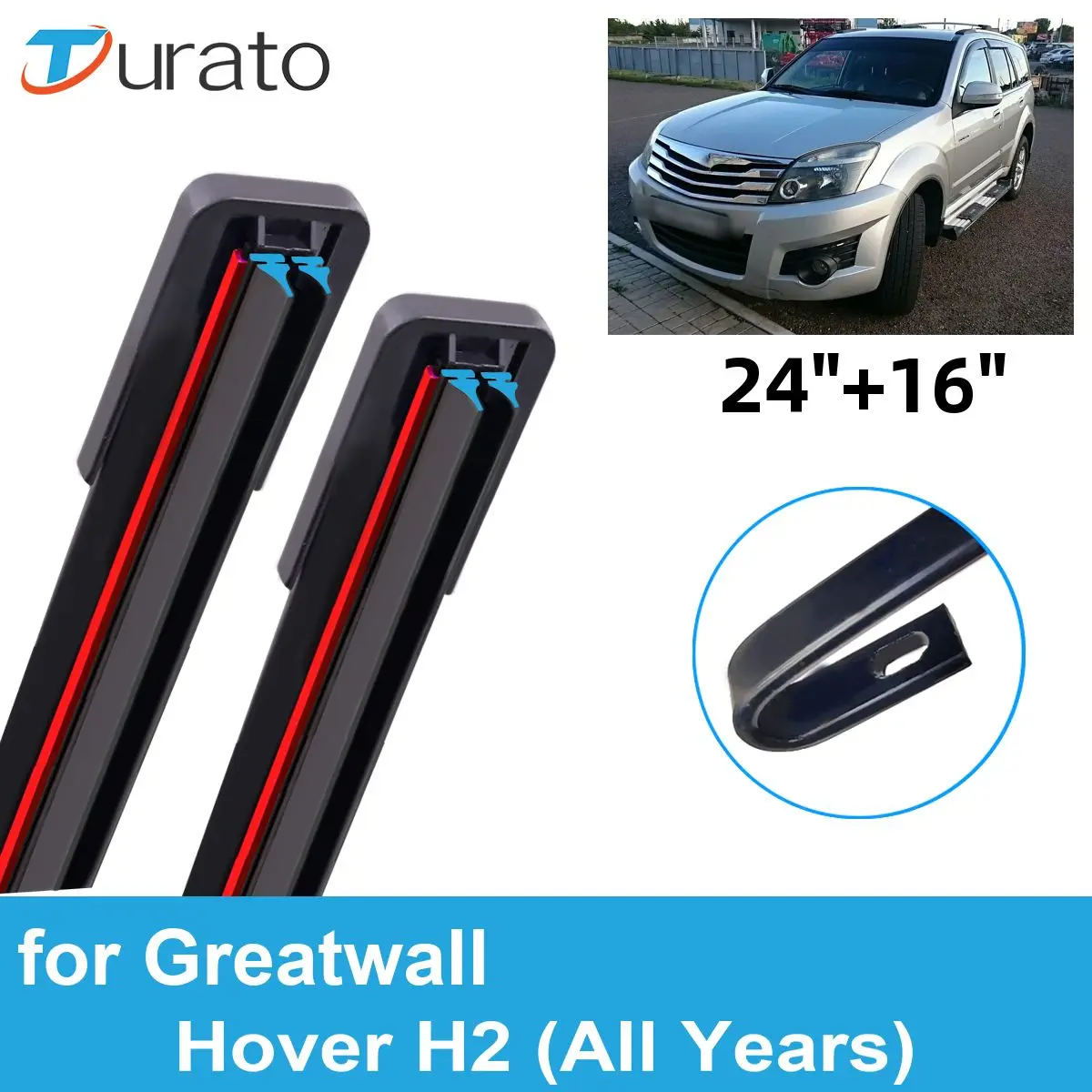 

2PCS Car Wiper Blades for All Years Greatwall Hover H2 Front Windscreen Windshield Wipers Double Rubber Car Accessories