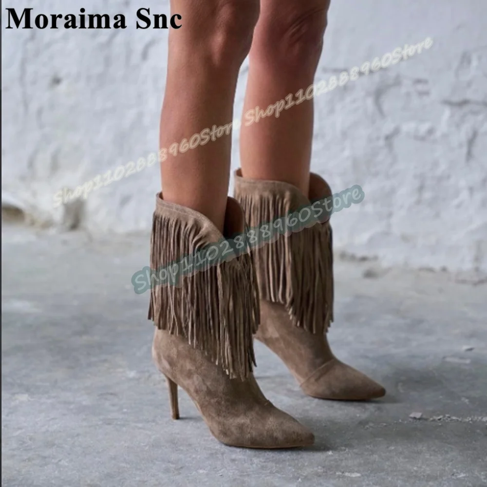 عادية منتصف العجل الكاكي قطيع شرابات مدبب الأحذية رقيقة أحذية عالية الكعب للنساء الانزلاق على أشار تو موضة أحذية النساء الحفلات #2