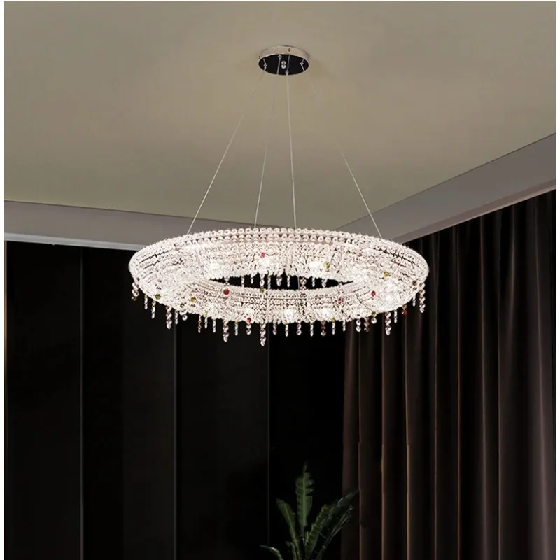 

Italian crystal chandelier designer restaurant living room light luxury hotel lobby art starlight front desk decorative lights
