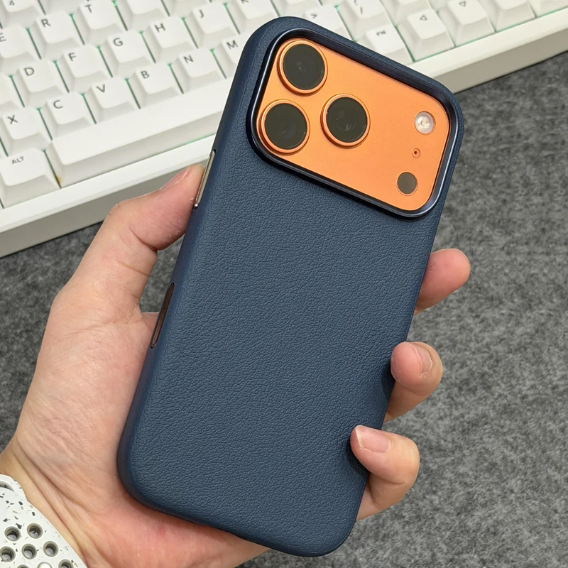 

Original PU Leather For Magsafe Magnetic Case for iPhone 17Pro 17 17Pro Max Touch Control Camera Button Wireless Charging Cover