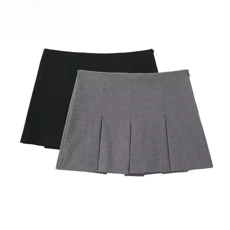 

Женская модная плиссированная юбка-шорты с высокой талией из искусственной кожи и денима, модель 2025 года