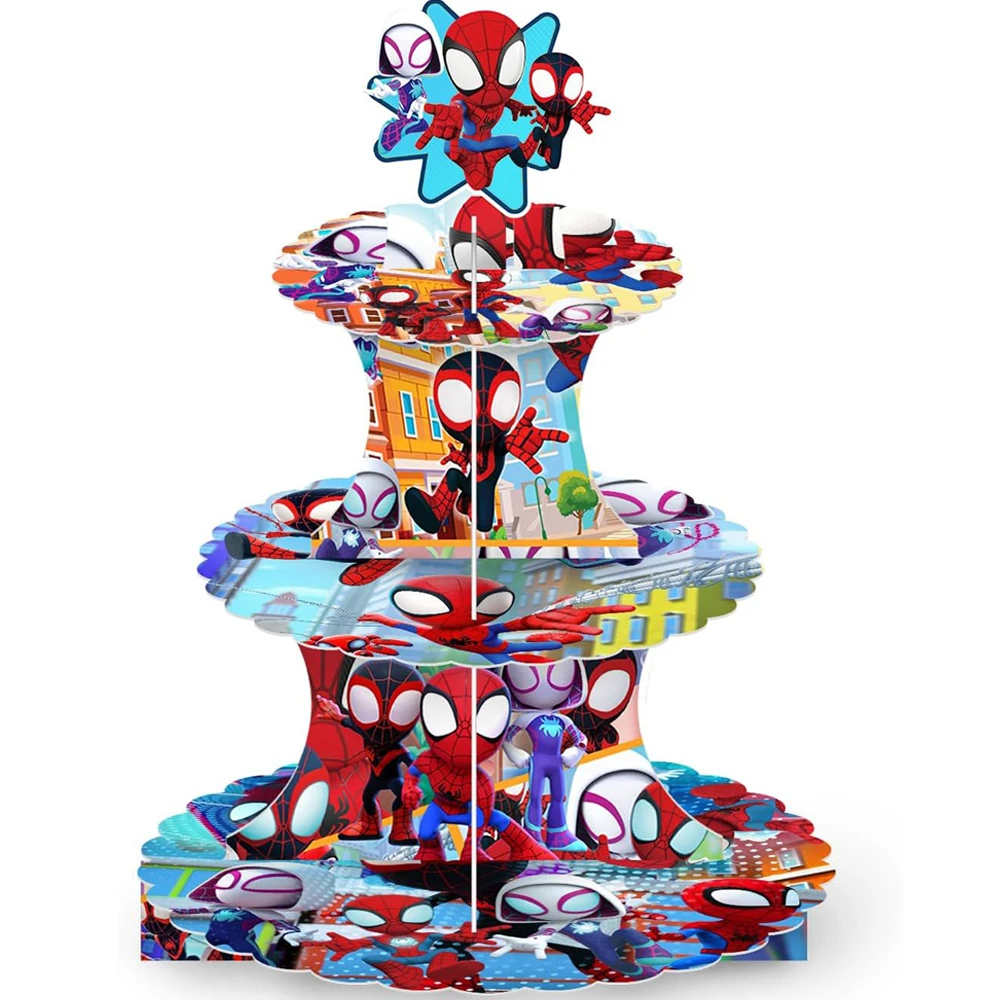 Spidey and His Amazing Friends Cupcake Stand Birthday Party Supplies Spiderman Cake Stand Dessert Stand Cupcake Tower Decoration