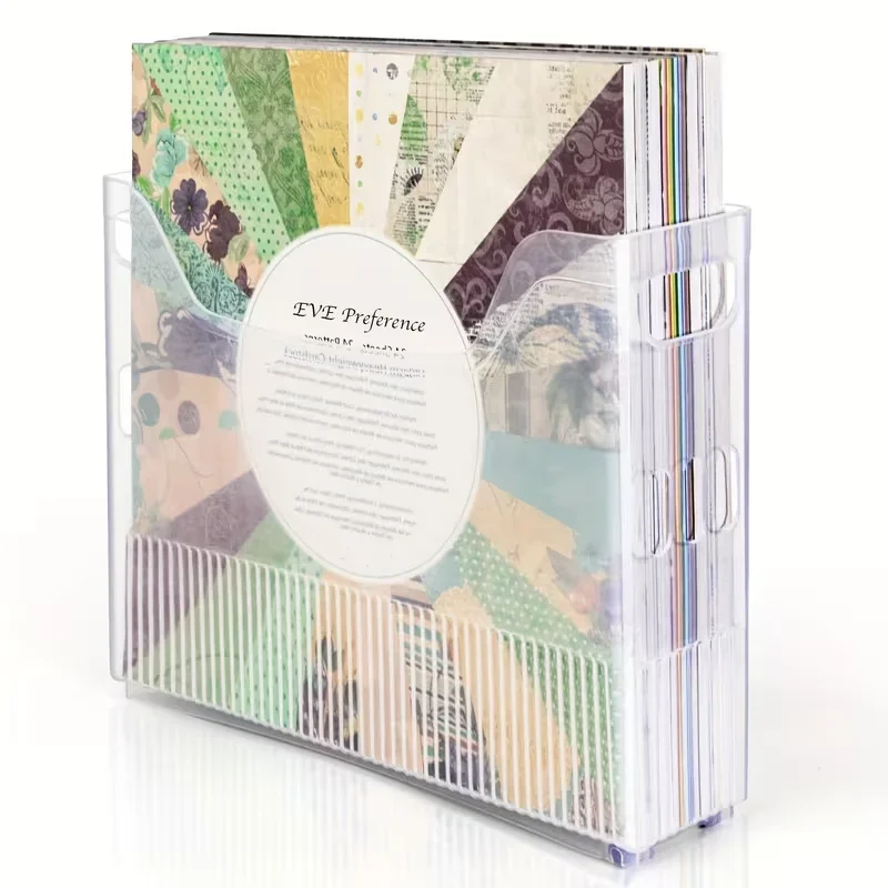 A Top Quality 1Pc Clear Plastic File Organizer Box Vertical Desktop Storage for Scrapbook Paper Magazines Documents