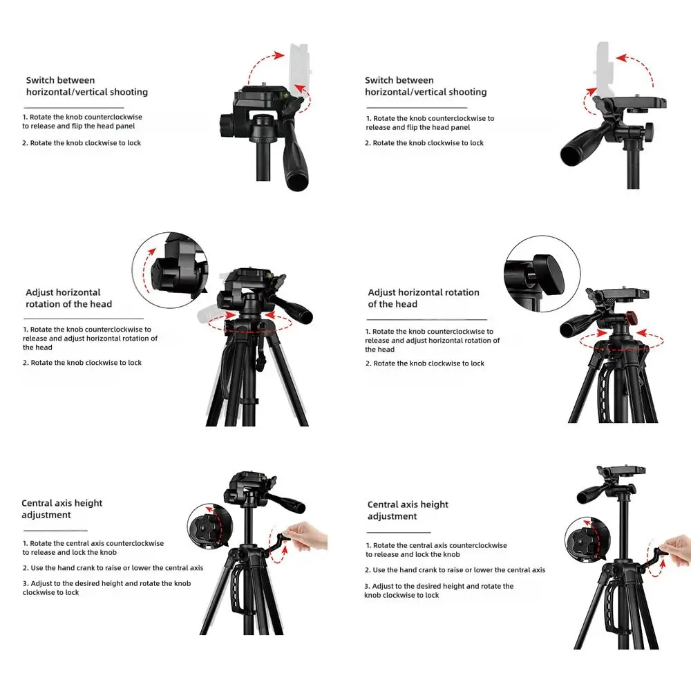 

3366 Штатив для камеры, регулируемая высота 48-141 см, многофункциональный профессиональный штатив, подставка из сплава, портативная ручка