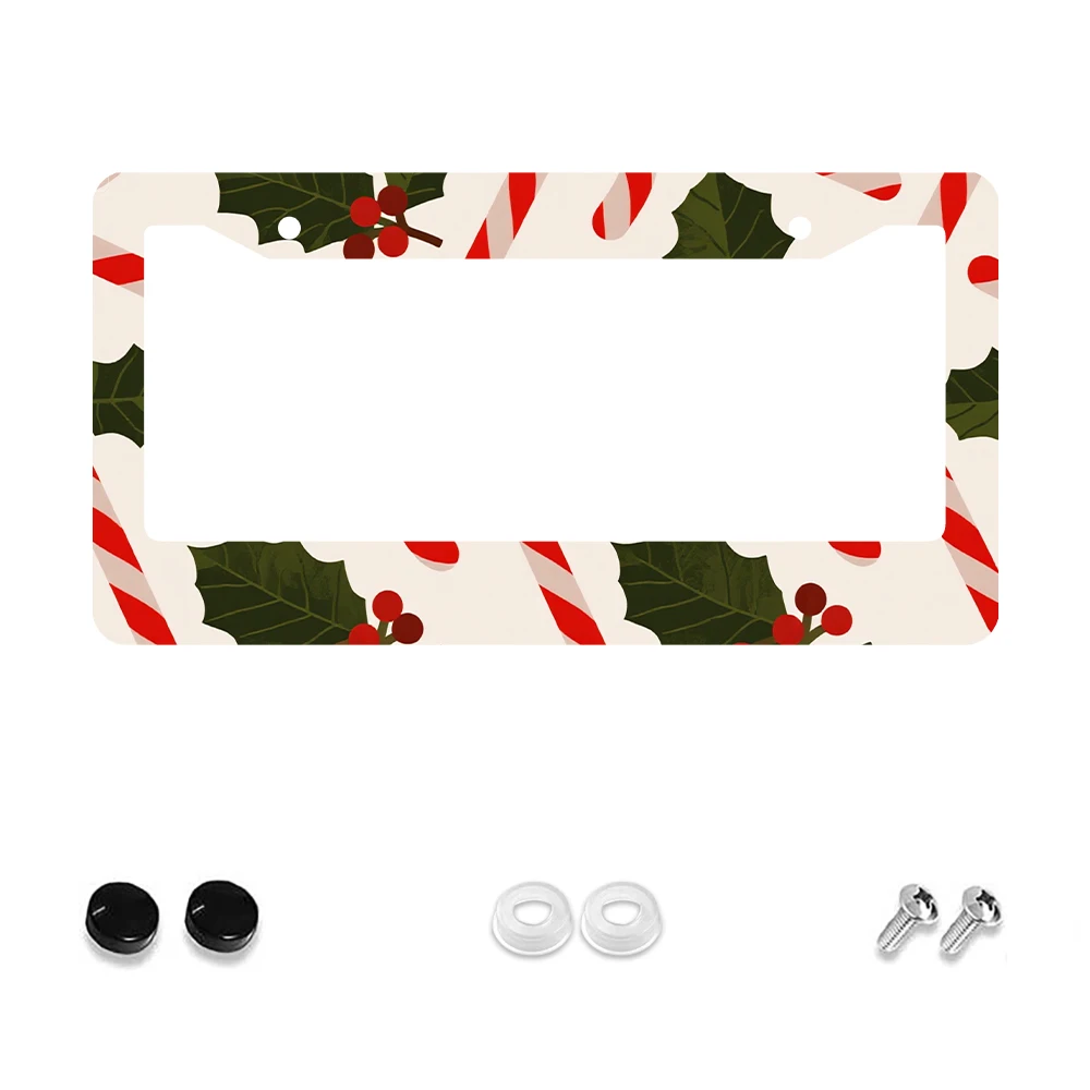 

1 шт. красный и белый карамельный тростник с 2 отверстиями, рамка номерного знака, алюминиевый материал, 6x12 дюймов, набор винтов, новинка в стиле ретро, автомобиль