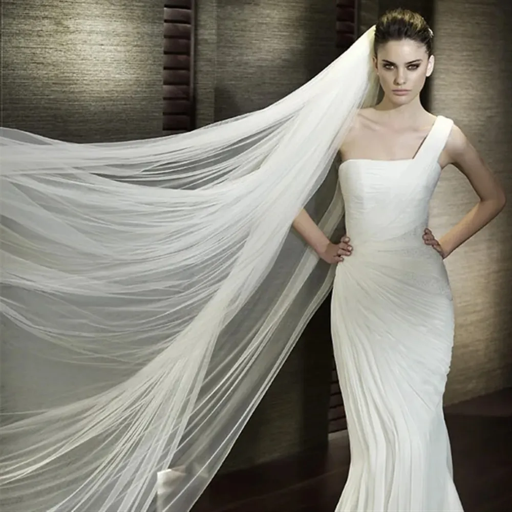 أنيقة 2/3/5 متر حجاب الزفاف مع مشط أبيض عاجي بسيط العروس كاتدرائية الحجاب اكسسوارات الزفاف Vestido De Noiva طرحة الزفاف #2