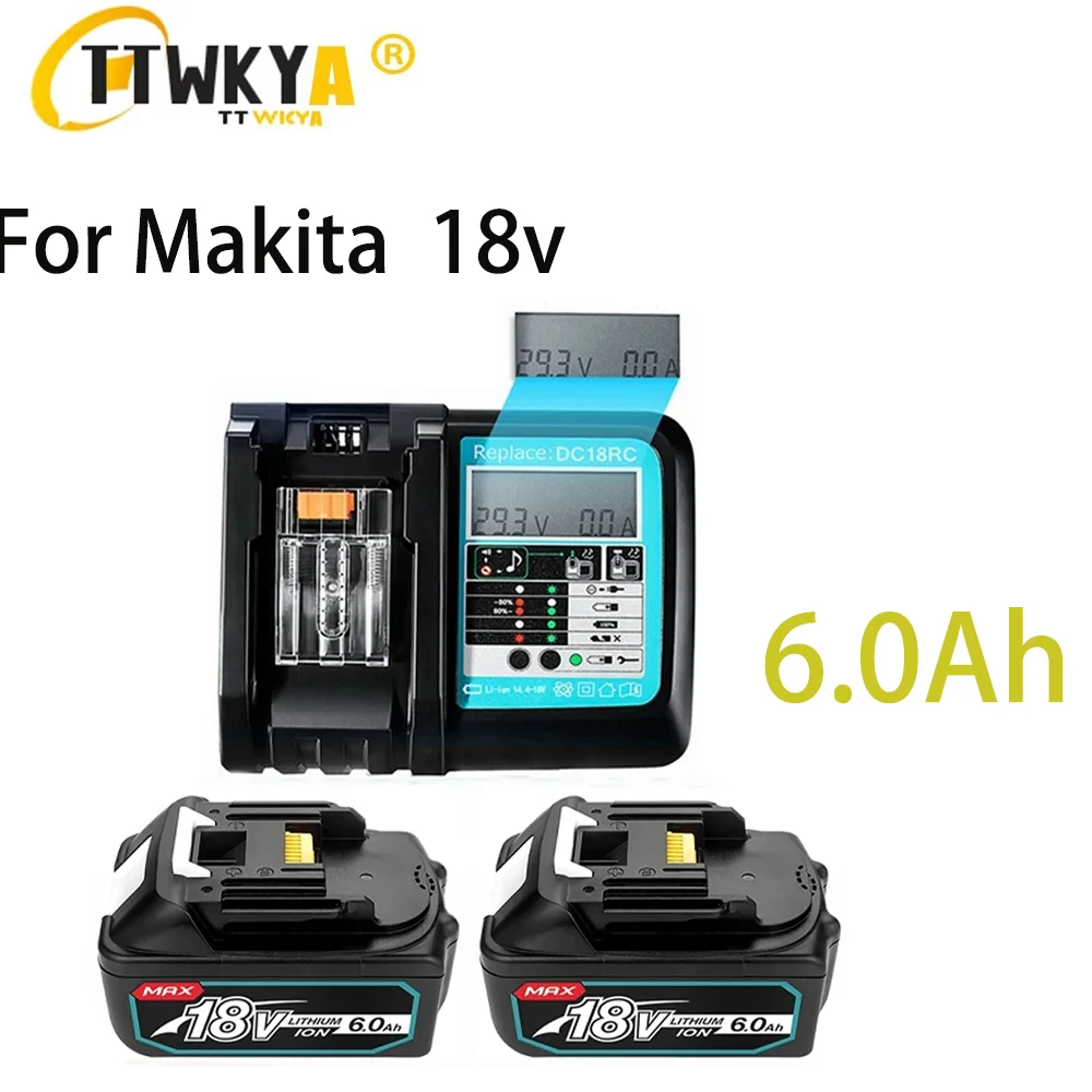 

Batería recargable Makita Original,Pila de iones de litio 18650,compatible con herramienta eléctrica Makita BL1860,BL1830,6.0Ah