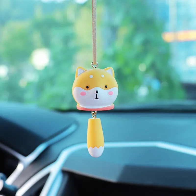 Wagging Tail Cartoon Animal Cat Auto Rearview Mirror Pendant Panda Bear Rabbit Car Interior Decoration Accessories Lovely Gifts