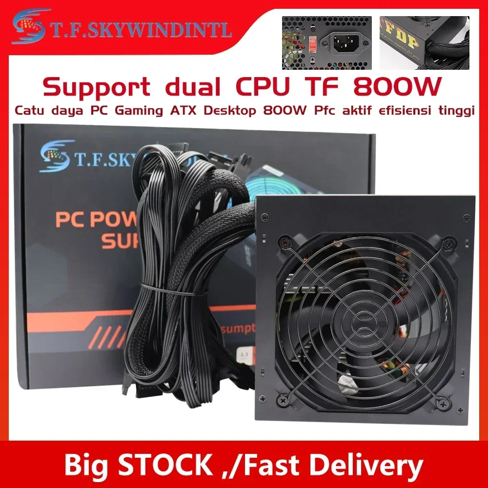 

800W ATX Power Supply ATX Desktop Computer PSU Gold Mining Chia Rated Power 800W Competitive Game Gamer 80PLUS 110V 220V