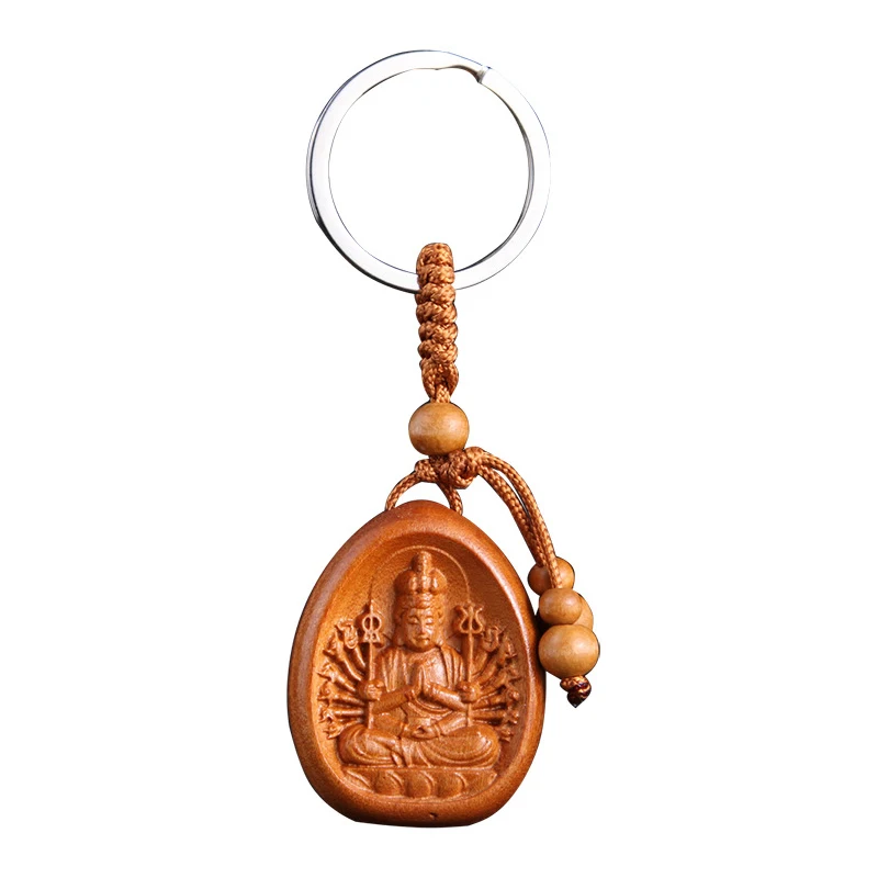 Guardian God keychain for safety, car pendant, zodiac signs, peach wood, zodiac signs, Buddha's destiny, Christmas gift