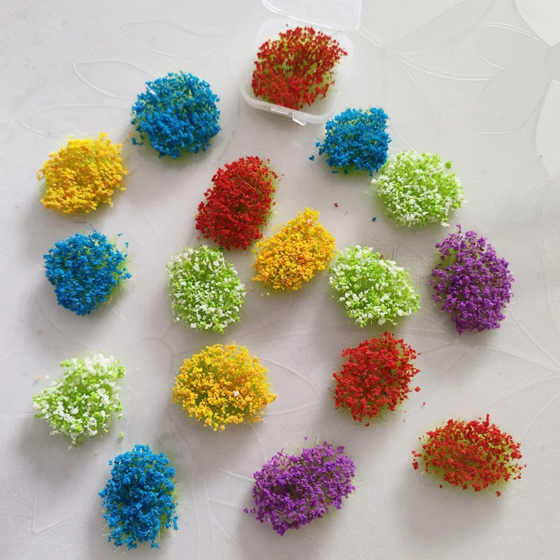 Mini statische Blumencluster Modellbausatz Gartenszene Miniaturmaterialien Modell Gras Diorama