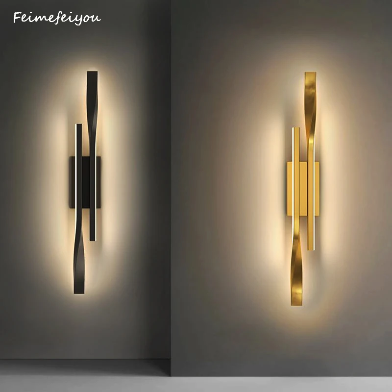 Modern LED Wall Lamp Simple Long Room Decor Indoor Wall Lighting Bedroom Bedside Living Room Background Strip Ceiling Chandelier