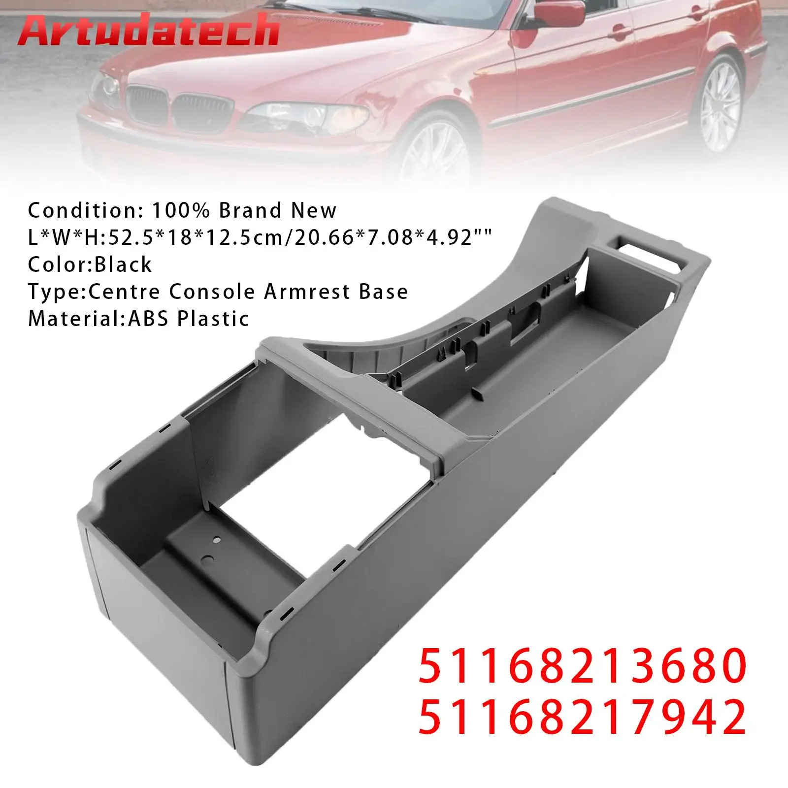 

Artudatech Grey Centre Console Armrest Trim Base For BMW E46 325i 328i 02-06 51168213680 Car Accessories