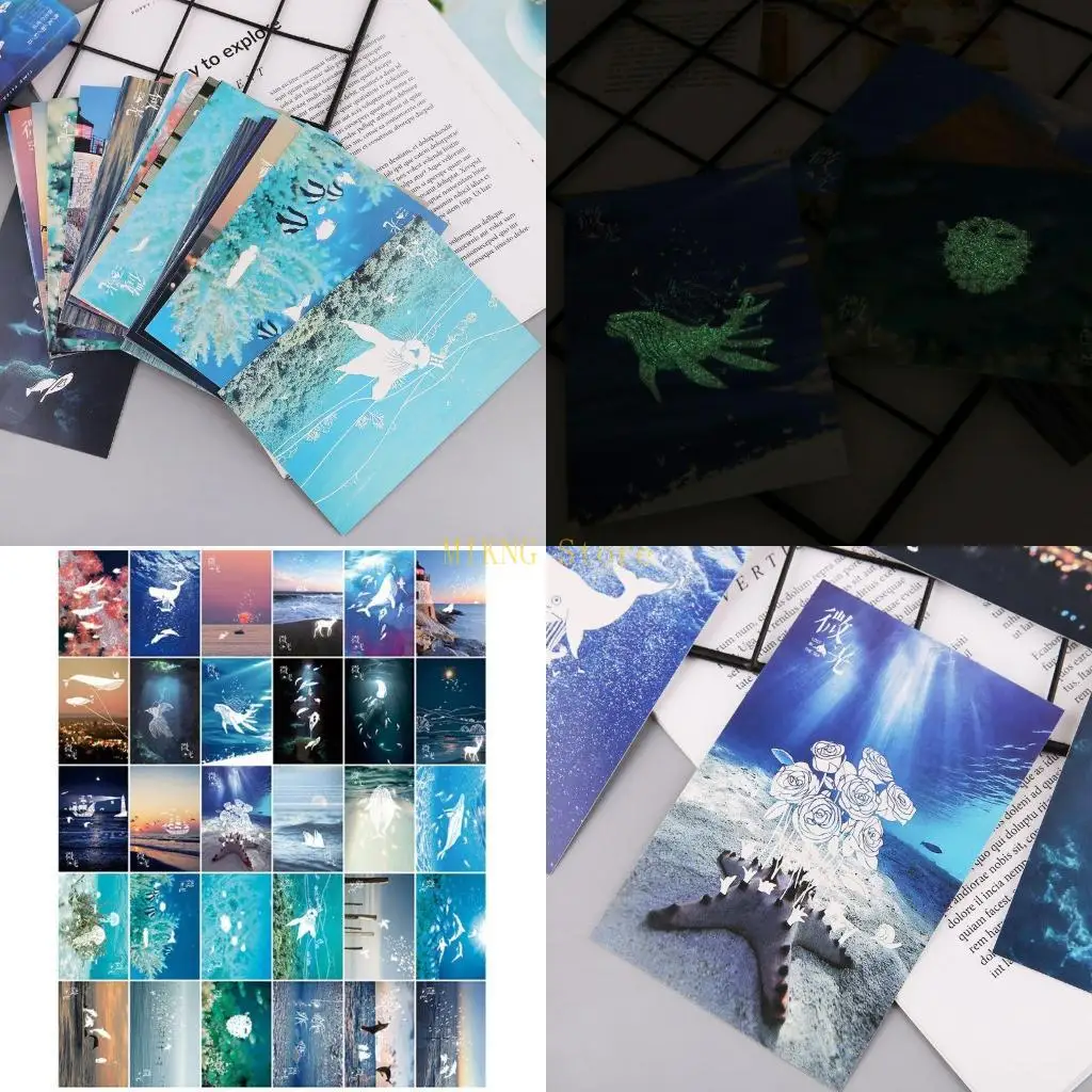 

30Pcs Glowing Postcard Sea Creature Themed Postcard Post Card best sale