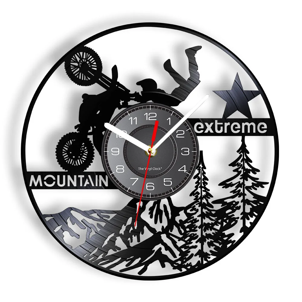 

Motocross Mountain Bike Wall Clock Extreme Motorcycles Motorbike Vinyl Record Wall Clock Vintage Dirt Biking Decorative Wall Art