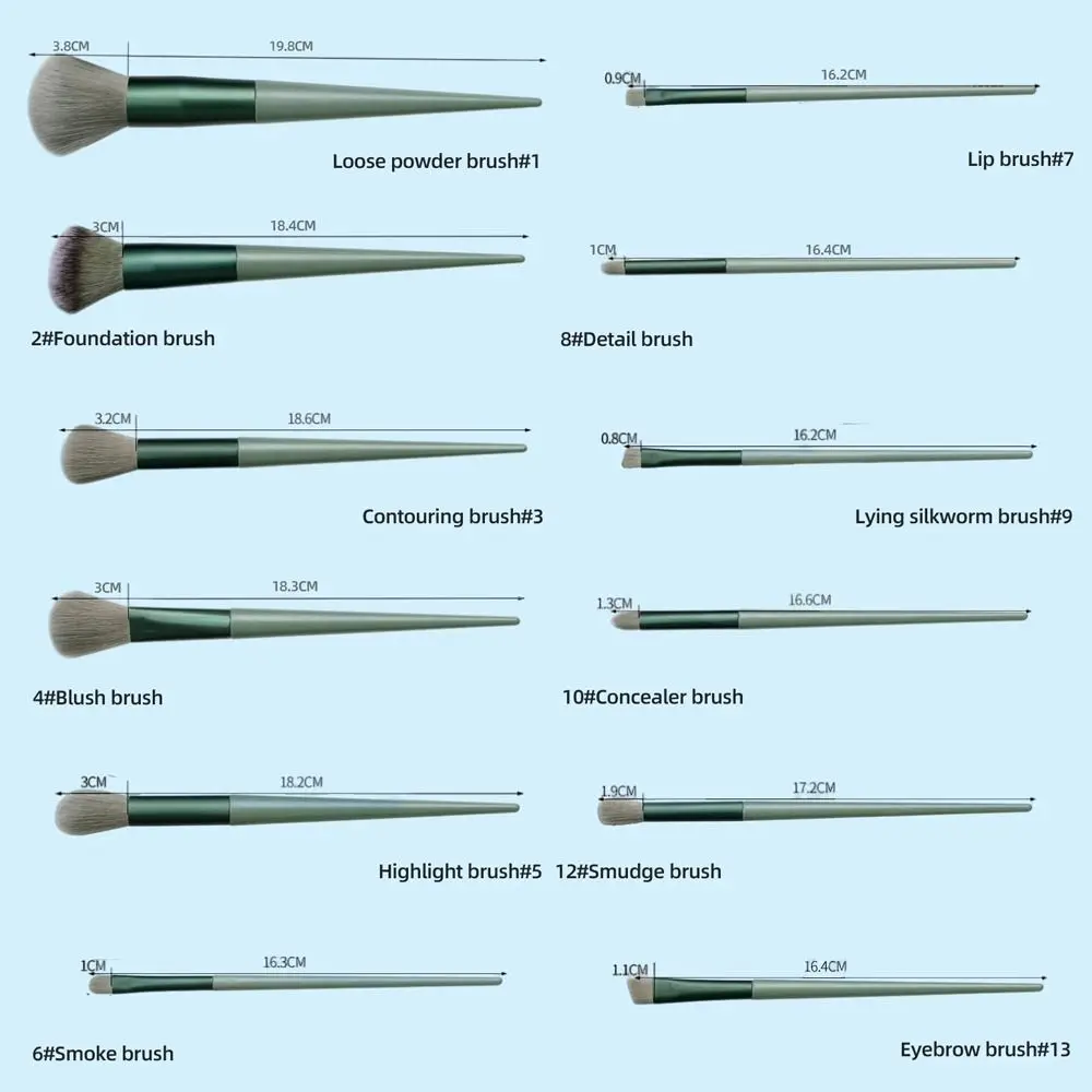 Set di pennelli per trucco per capelli morbidi da 13 pezzi, 5 colori, con custodia, strumenti di bellezza per trucco da donna