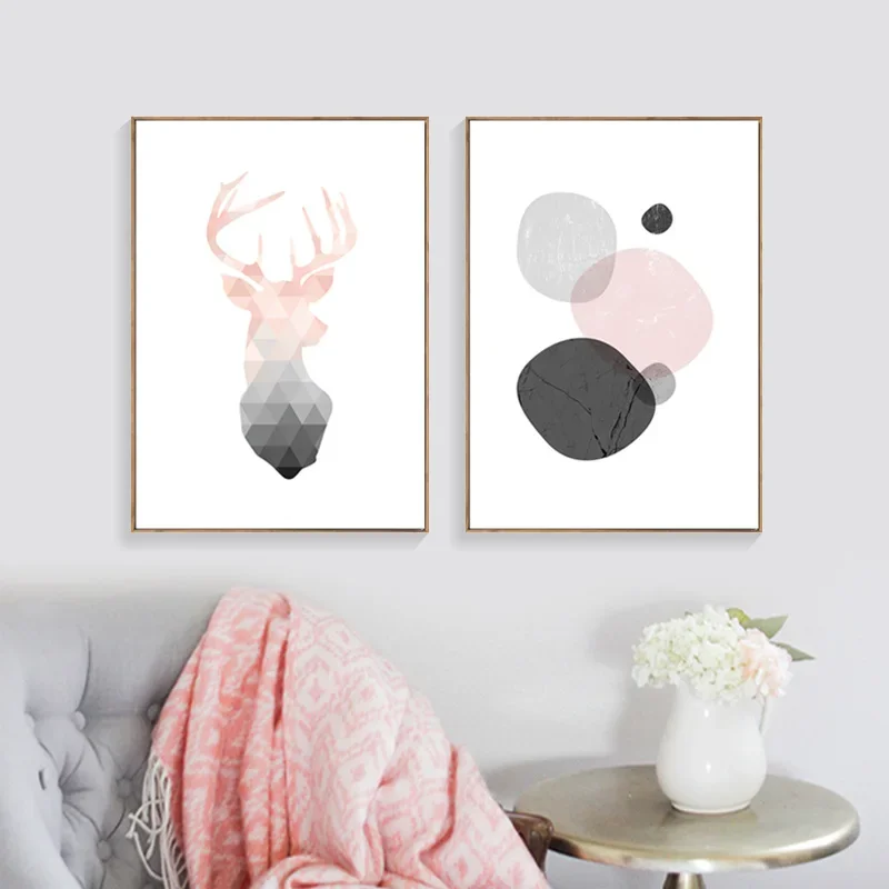 Deer Posters Nordic Abstract Painting Geometry Canvas Pictures For Living Room Home Decor Posters And Prints Canvas Art Unfra