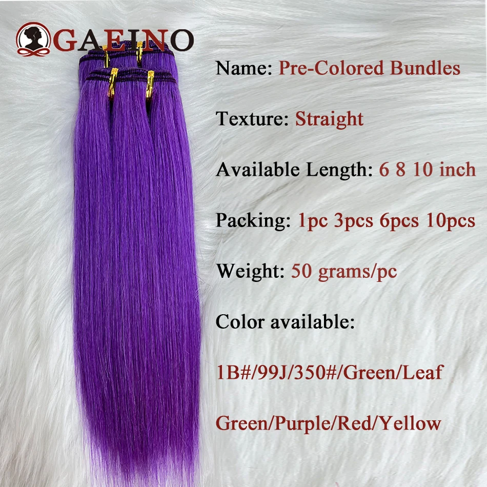 Extensões de cabelo reto pré-coloridas para mulheres, cabelo humano, trama dupla, extensão de cabelo remy, pacotes de cabelo, 6 polegadas, 8 polegadas, 10 polegadas, 50 PCs