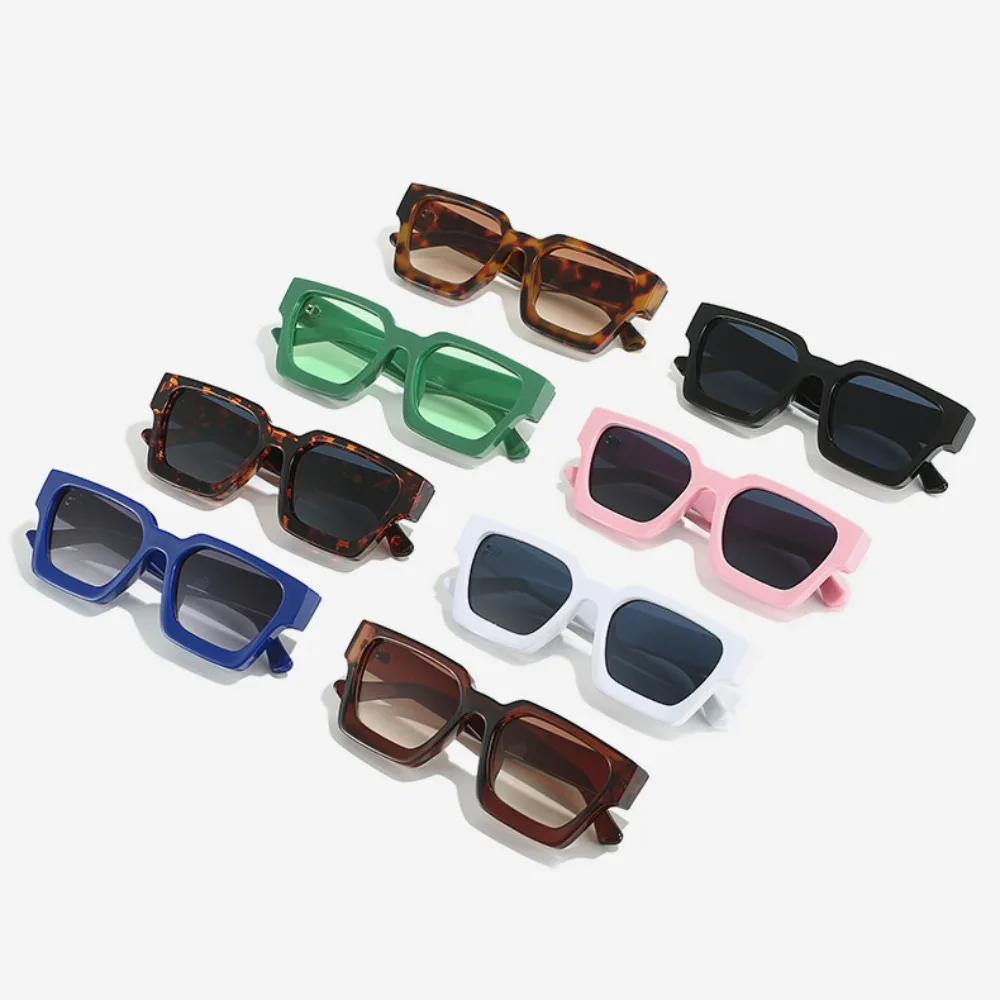 

Multicolor Large Square Frame Sun Glasses Wide Legs Lightweight Leopard Print Sunglasses Fashion Vintage Men UV400 Eyewear