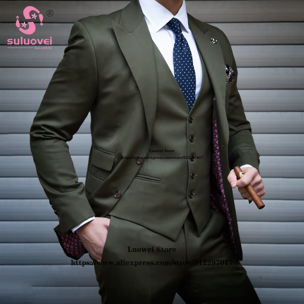 Trajes de boda clásicos de gran tamaño para hombres, chaqueta de 3 piezas hecha a medida, chaleco, pantalones, conjunto Formal de novio, esmoquin