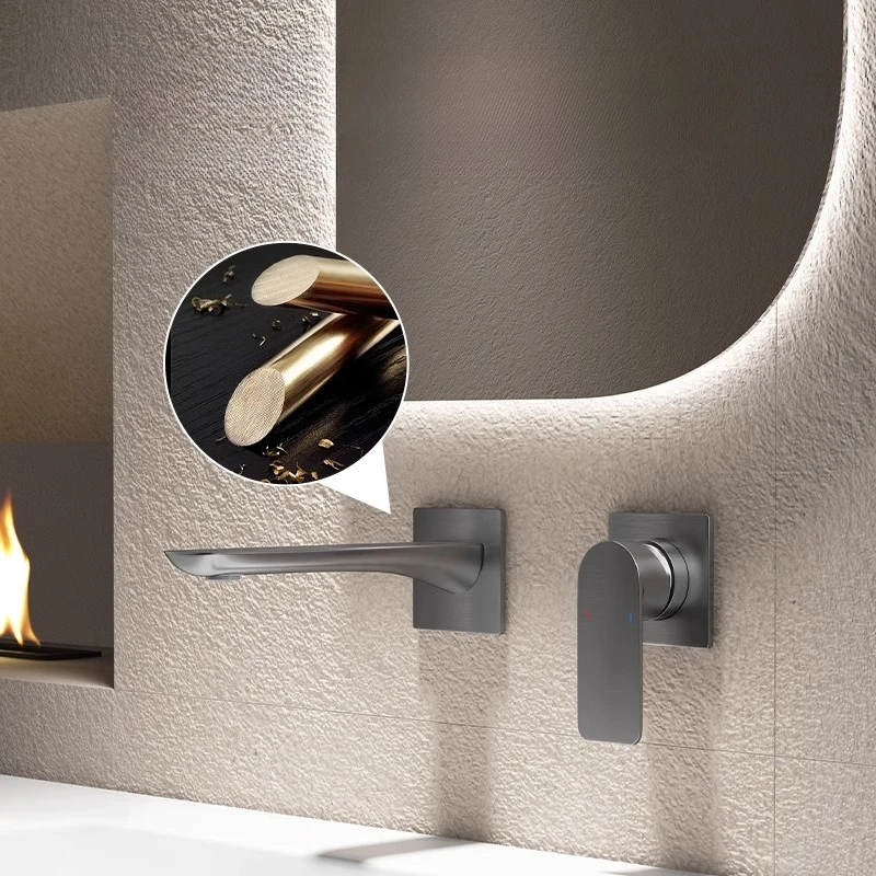 Luxury Concealed Full Copper Wall Mounted Faucet Hotel Sink Tap for Home Bathroom Hot And Cold Water Mixer Tap