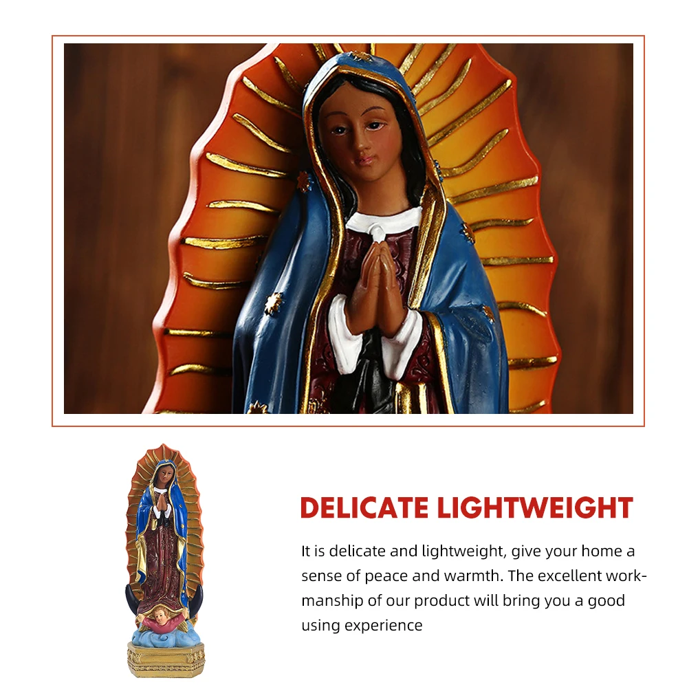 Jungfrau Maria Statue Harz 6,3 Zoll feine Handwerkskunst religiöse Dekoration für Schreibtisch Regal Kirche Katholizismus Schmuck