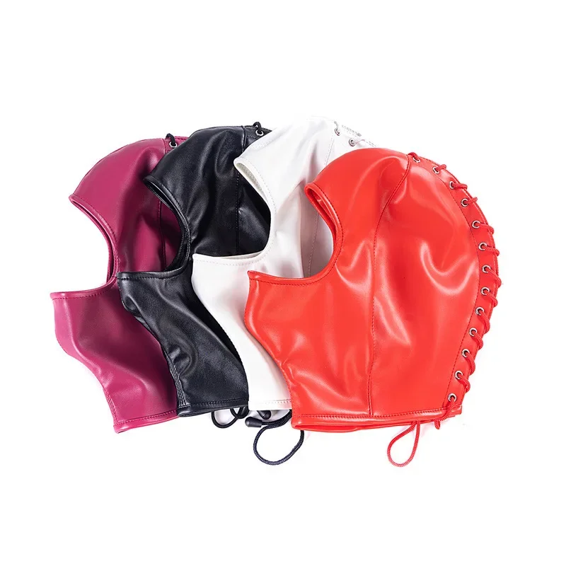 Fetish Mask Hood Sexy Toys Open Eye Bondage Hood Party Mask Cosplay Hood Headgear Mask Adult Game Sex Products