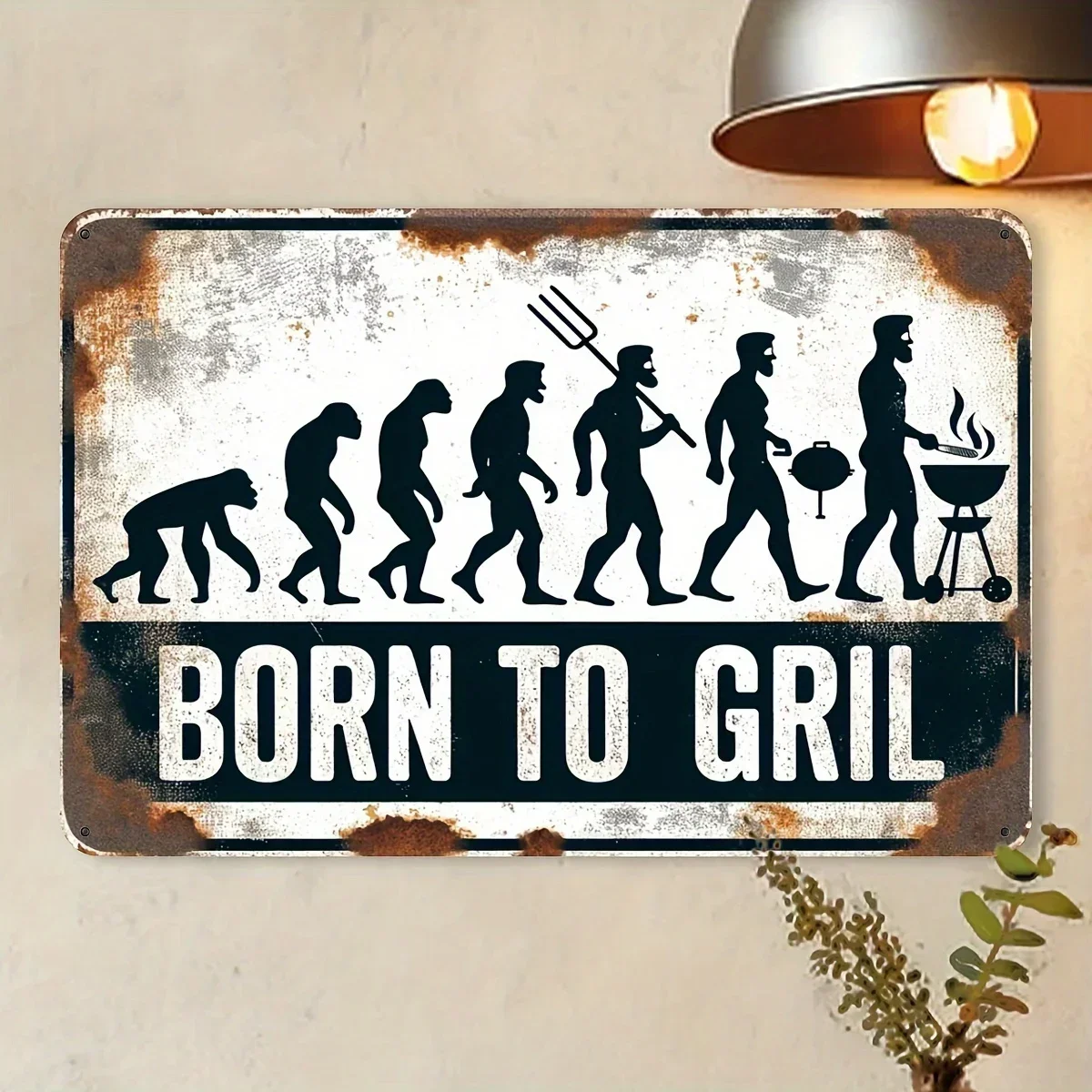Décoration murale, design épuré pour les amateurs de barbecue - Logo mural vintage en fer forgé, style rustique, 1 pièce - Polyvalent