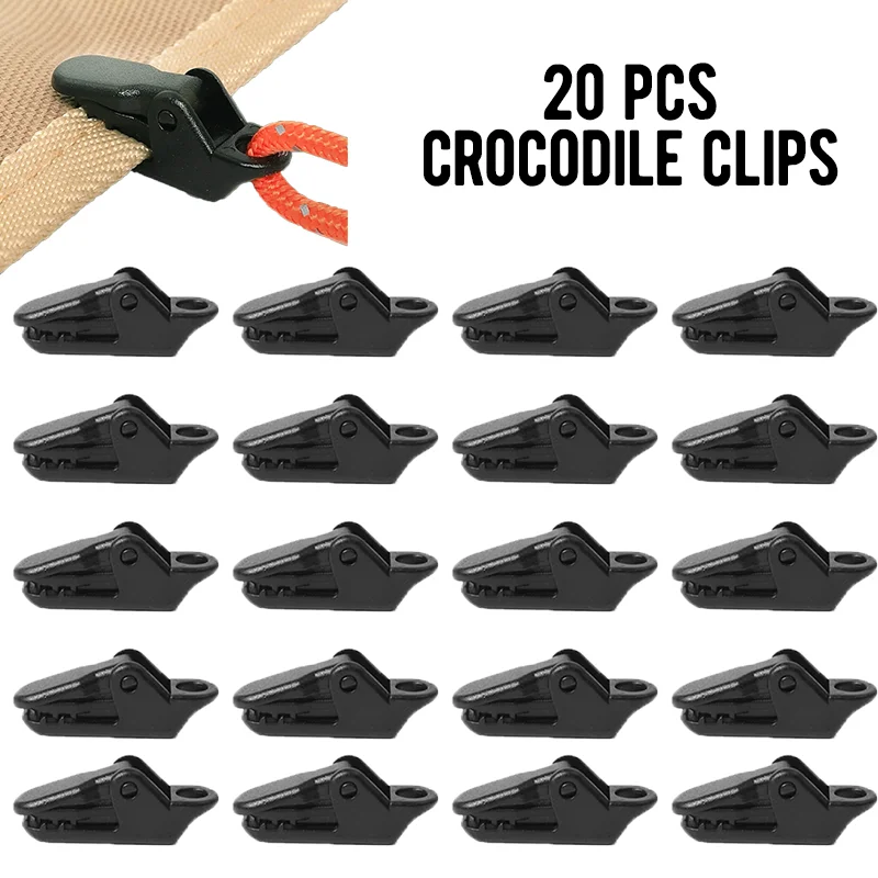 20pcs robuste Clip per tende Clip per teloni da esterno Clip per tende da campeggio fisse Anti-vento gancio a Clip in coccodrillo per campo all'aperto