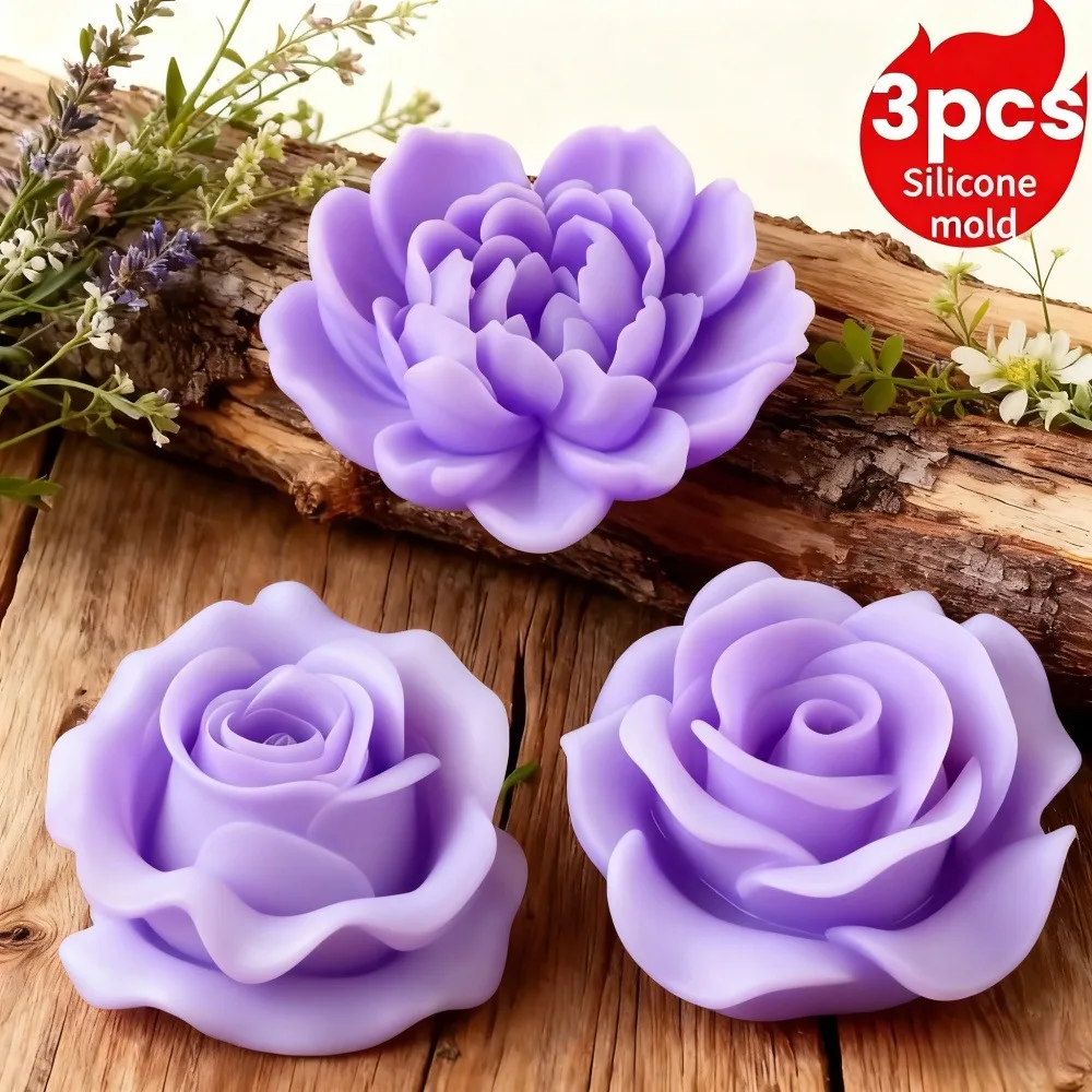 3-Piece Set of 3D Candle Silicone Molds - Love Roses, Peonies, Rose Bouquets for Making Aesthetic Home Decorations |     Cute Home Decor |     Silicone Molds That Are Perfect for Valentine's Day Gifts, Birthday Gifts, Mother's Day Gifts, Wedding Gifts, and Housewarming Gifts.