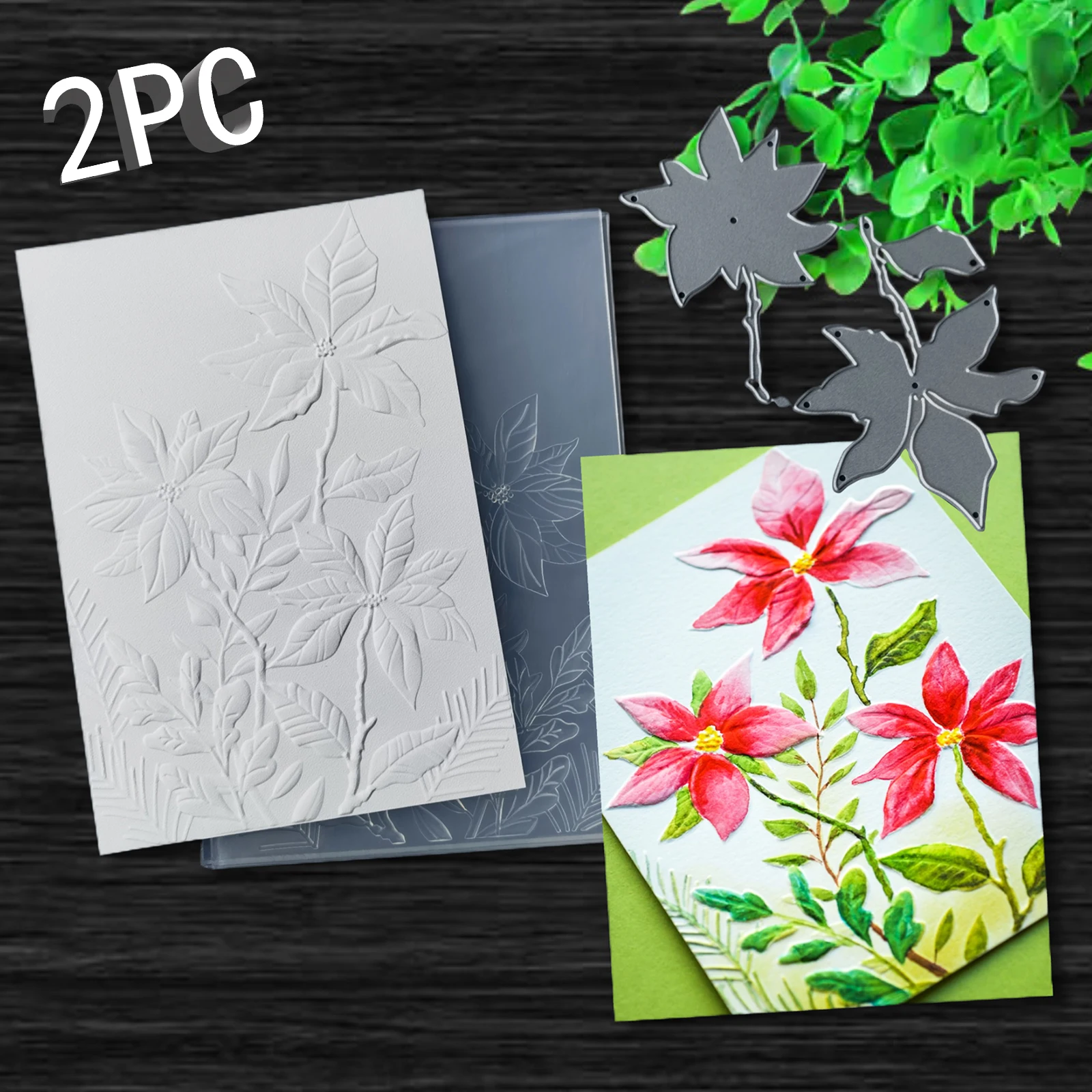 Blumen-Charm, 3D-Relief-Ordner und Schneidform, 2-teiliges Set, verwendet für den Druck von Visitenkarten, Scrap Book Paper DIY Craft Decorati