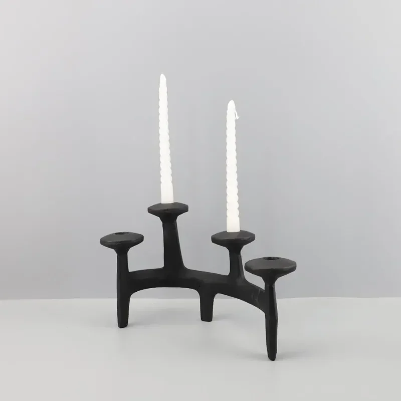 Black Cast Iron Candle Holder, Wedding Center Table Decoration, Multi Head Combination Candle Holder, Aromatherapy Wax Burner