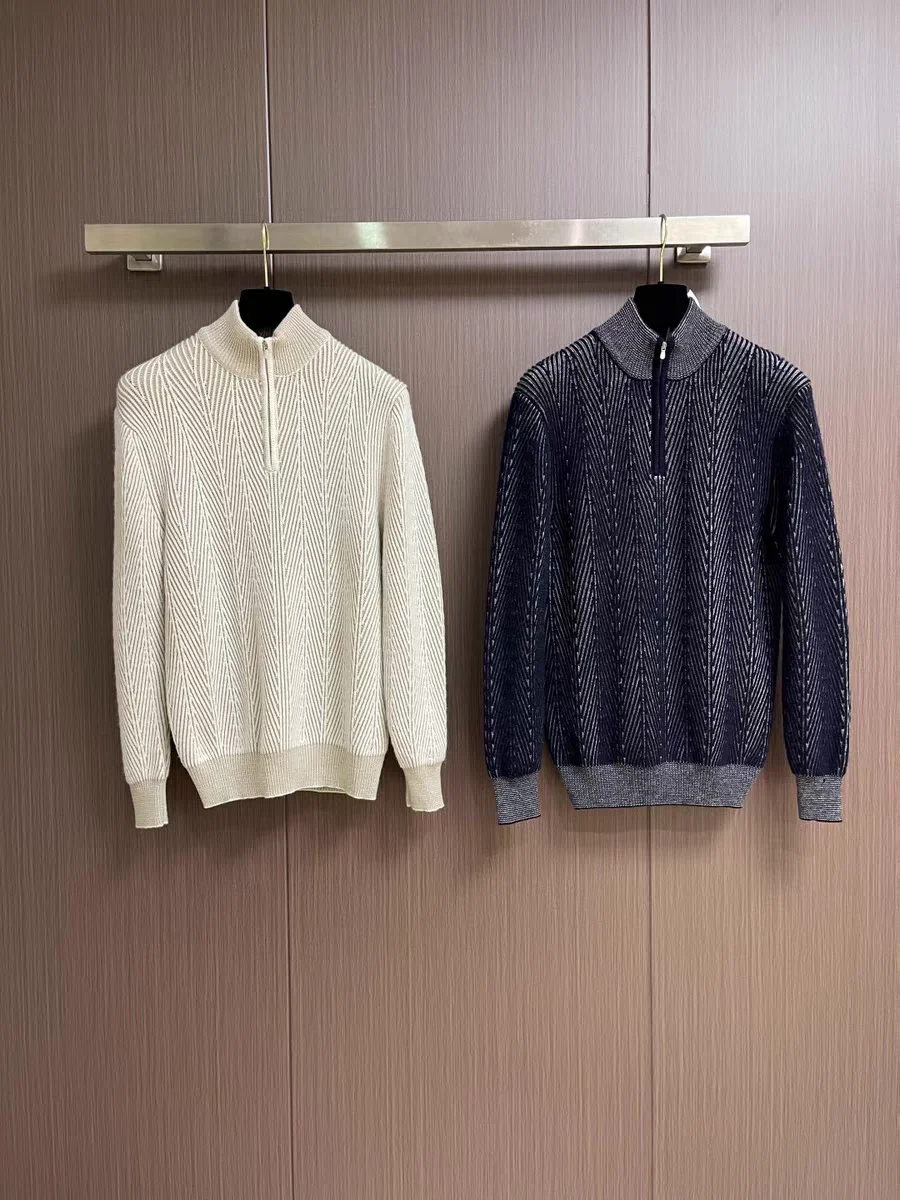 

Men's Knitted Sweater Zipper f High Collar Casual Loose Fit Autumn Winter New Sle Warm Busin Casual Simple Men's Sweater