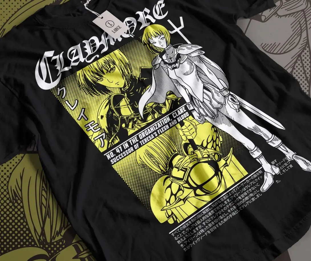 Clare Claymore Anime Silver Eyed Witch Graphic T-Shirt Cotton Men Women Streetwear Tee