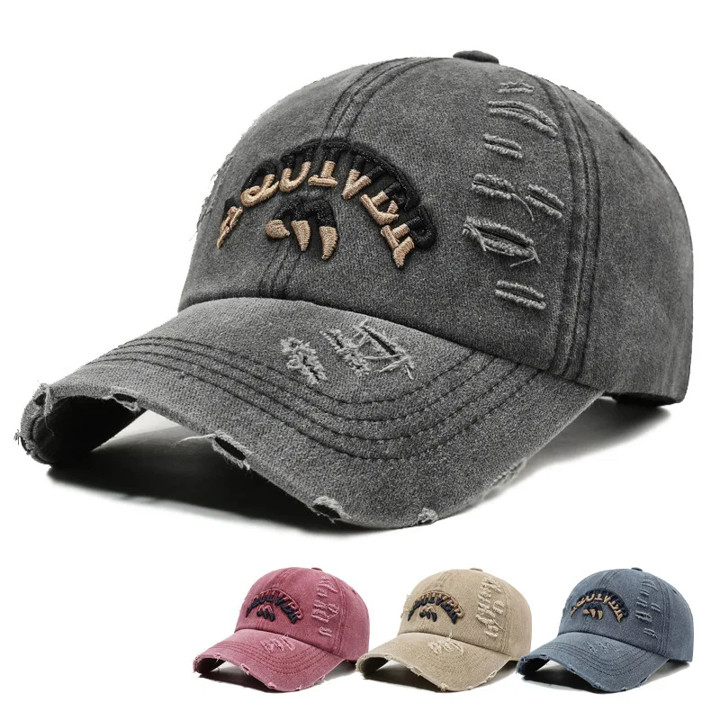 Single Pack Minimalist Casual Versatile Washed Baseball Cap with Fashion Embroidered Letters for Sun Protection