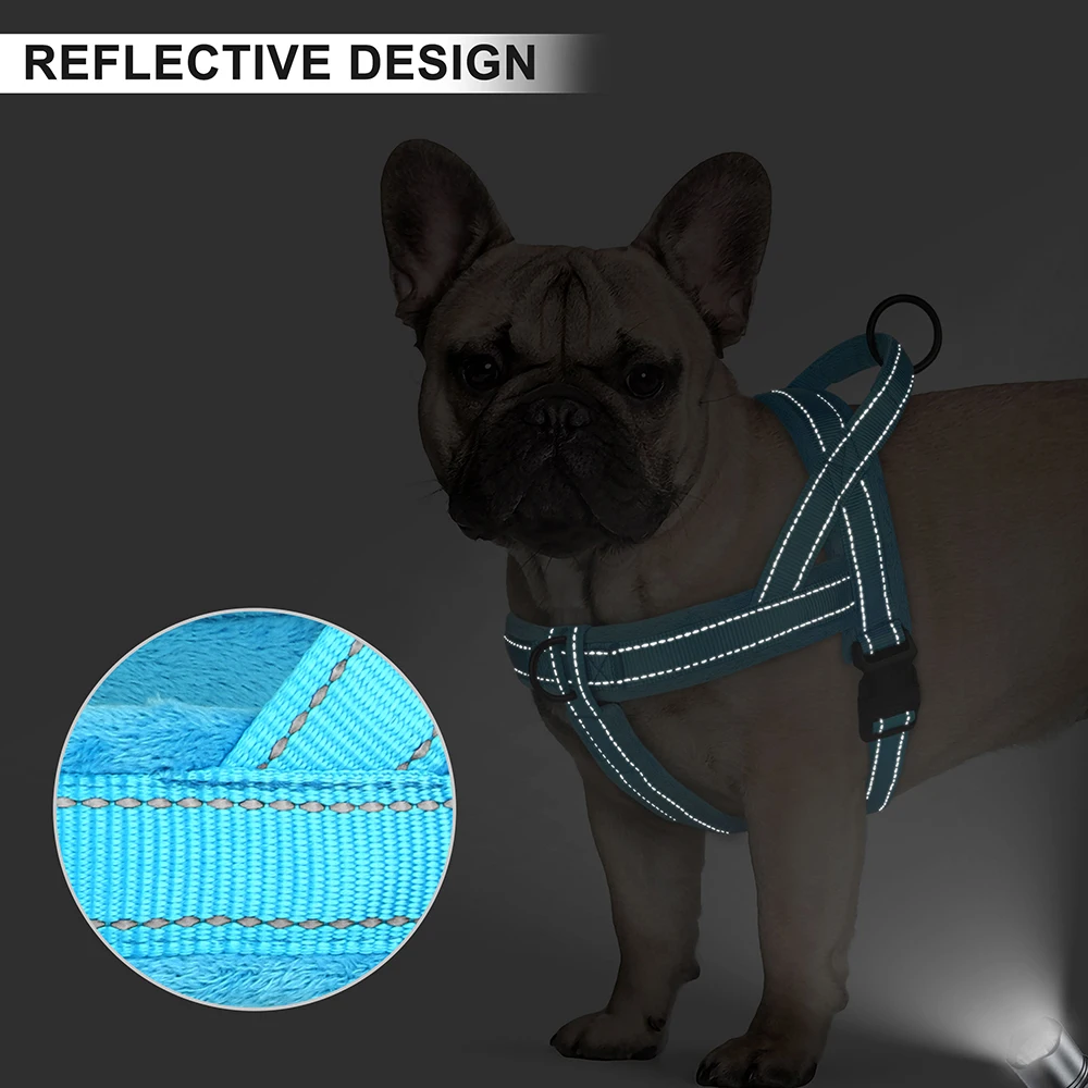 No Pull Soft Dog Harness Nylon Reflective Dog Vest Harness Outdoor Padded Pet Harnesses For Small Medium Large Dogs Bulldog