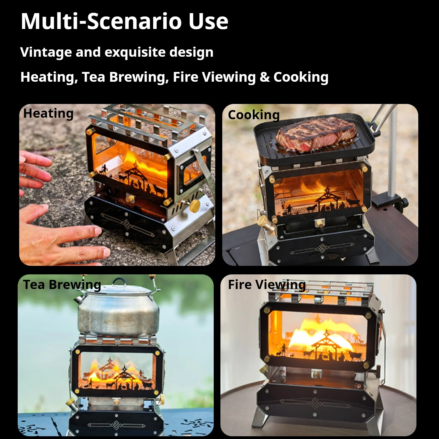 مصباح الكيروسين الصغير موقد عرض الحريق 304 الفولاذ المقاوم للصدأ مصباح زيت موقد طوي منضدية المحمولة شنق التخييم موقد التدفئة #4