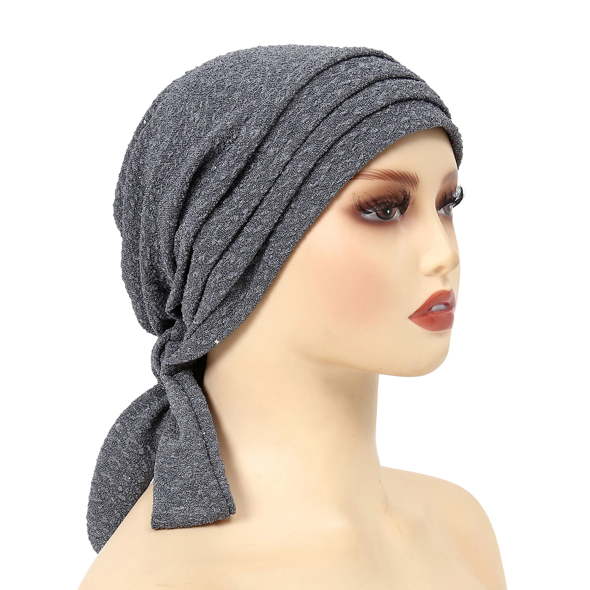 Berretto turbante a coda lunga multicolore donna Hijab musulmano berretto chemio islamico sciarpa per la testa sciarpa Hijab con copertura