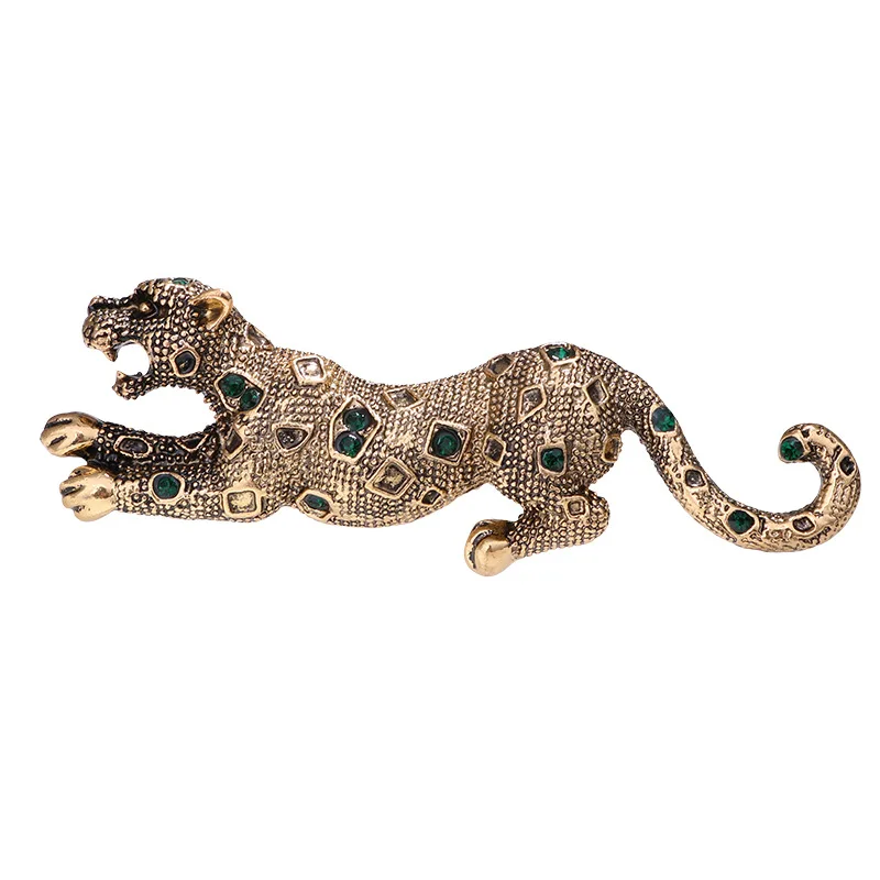 Retro Kristall Gepard Broschen Tier Strass Anstecknadel Herren Anzug Hemd Collae Pins Abzeichen Lxuxlry Schmuck Zubehör – Detail 5