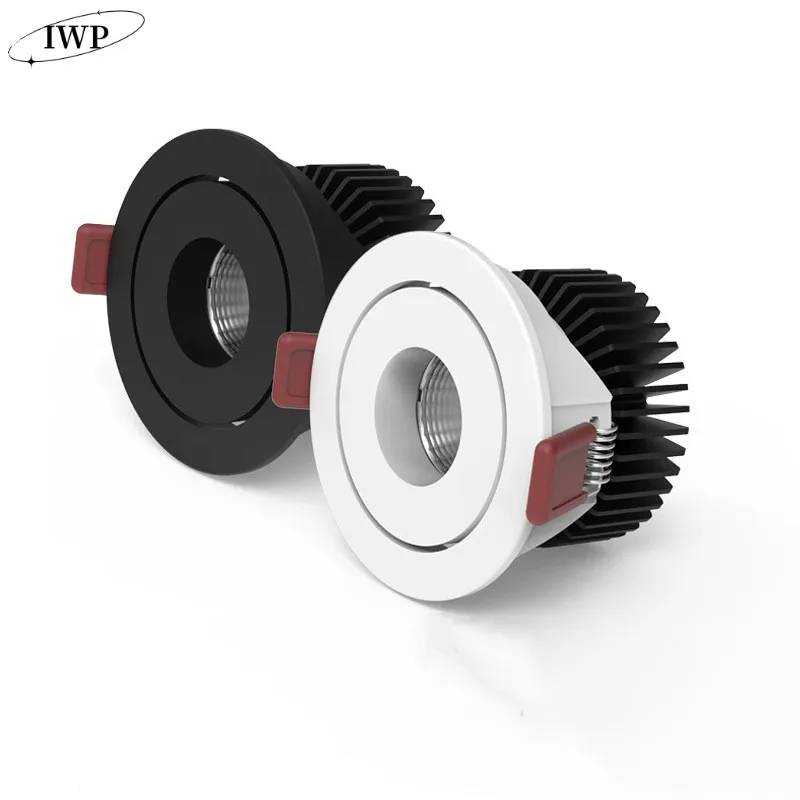 Dimbare LED-inbouwverlichting, 7W12W15W18W 20W 24W 30W COB-chip downlight, 3000K warm wit, CRI 92 plafondlamp met LED-driver